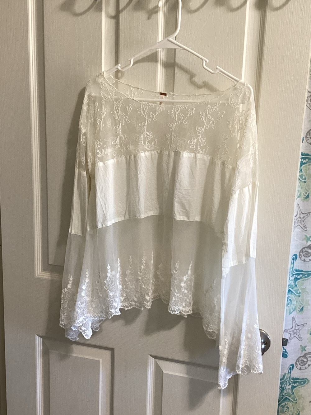 Free People Ivory Lace Tiered Boho Tunic